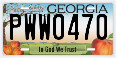 GA license plate PWW0470
