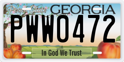 GA license plate PWW0472