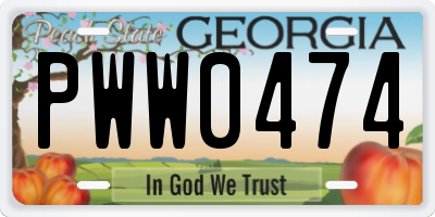 GA license plate PWW0474