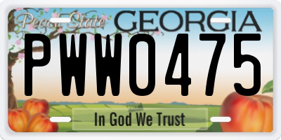 GA license plate PWW0475