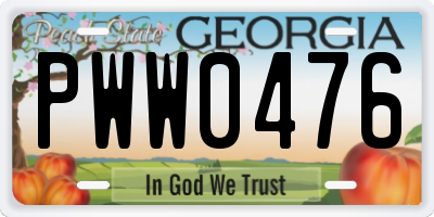 GA license plate PWW0476