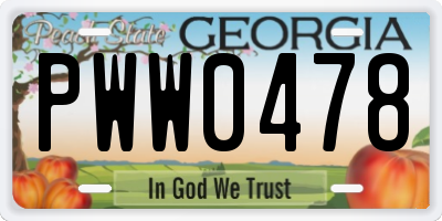 GA license plate PWW0478