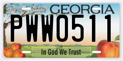 GA license plate PWW0511
