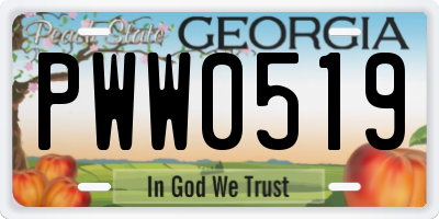 GA license plate PWW0519