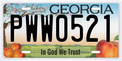GA license plate PWW0521