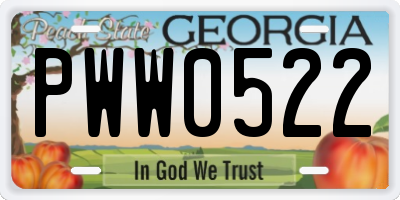 GA license plate PWW0522