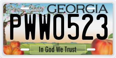 GA license plate PWW0523