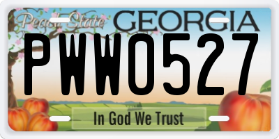 GA license plate PWW0527