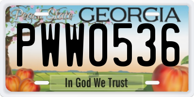 GA license plate PWW0536