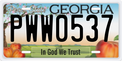 GA license plate PWW0537