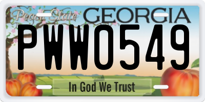 GA license plate PWW0549