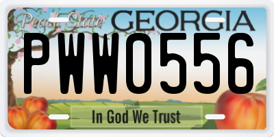 GA license plate PWW0556