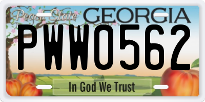 GA license plate PWW0562