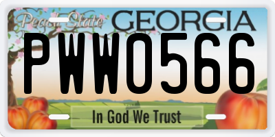 GA license plate PWW0566