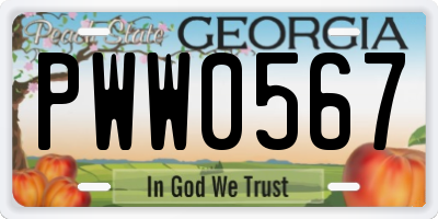 GA license plate PWW0567