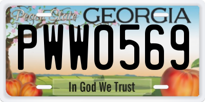 GA license plate PWW0569