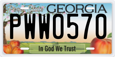 GA license plate PWW0570