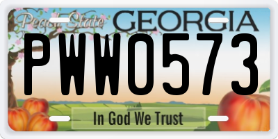 GA license plate PWW0573