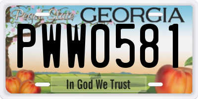 GA license plate PWW0581