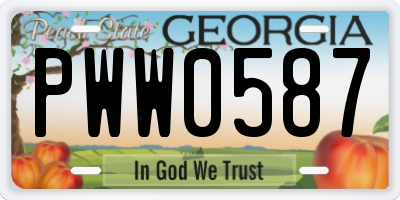 GA license plate PWW0587