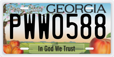 GA license plate PWW0588