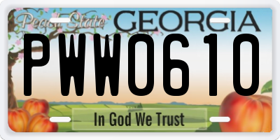 GA license plate PWW0610