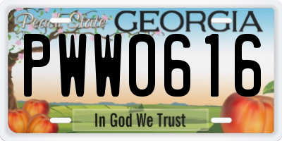GA license plate PWW0616