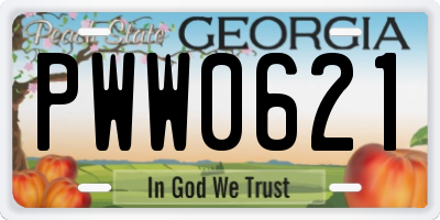 GA license plate PWW0621
