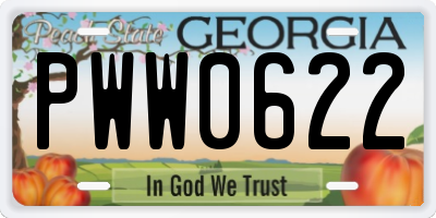 GA license plate PWW0622