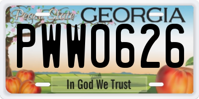 GA license plate PWW0626