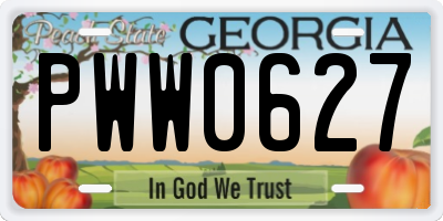 GA license plate PWW0627