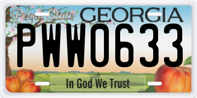 GA license plate PWW0633