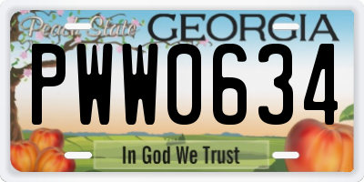 GA license plate PWW0634