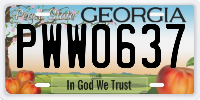 GA license plate PWW0637