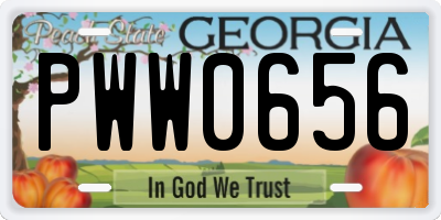 GA license plate PWW0656