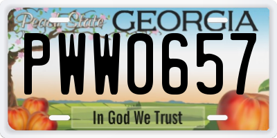 GA license plate PWW0657