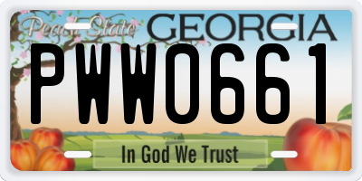 GA license plate PWW0661
