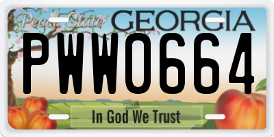 GA license plate PWW0664