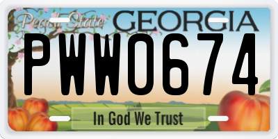 GA license plate PWW0674