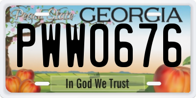 GA license plate PWW0676