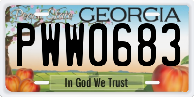 GA license plate PWW0683