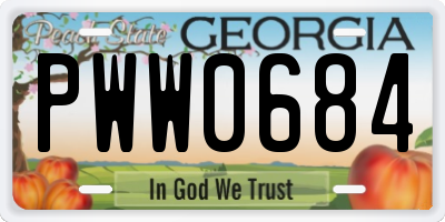 GA license plate PWW0684