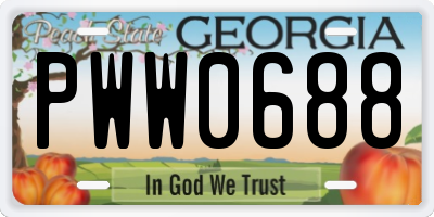 GA license plate PWW0688