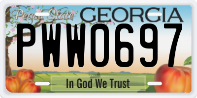 GA license plate PWW0697