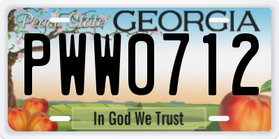 GA license plate PWW0712