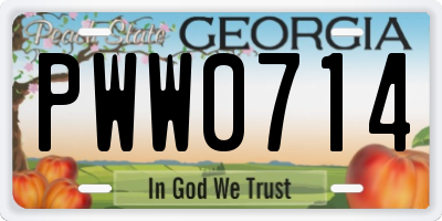 GA license plate PWW0714