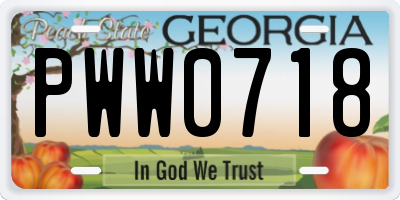 GA license plate PWW0718