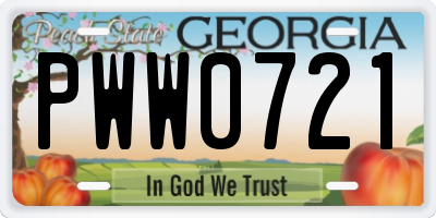 GA license plate PWW0721