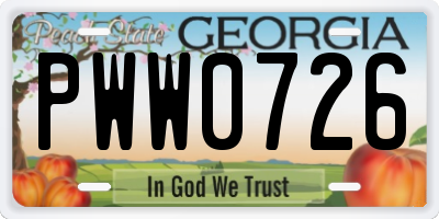 GA license plate PWW0726
