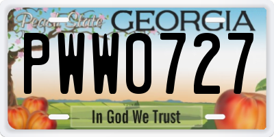 GA license plate PWW0727